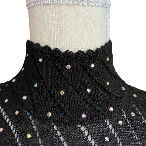Palena Knit Mock Neck Evening Dress Rhinestones Size‎ 10 True 60s Vintage EUC - Picture 5 of 14